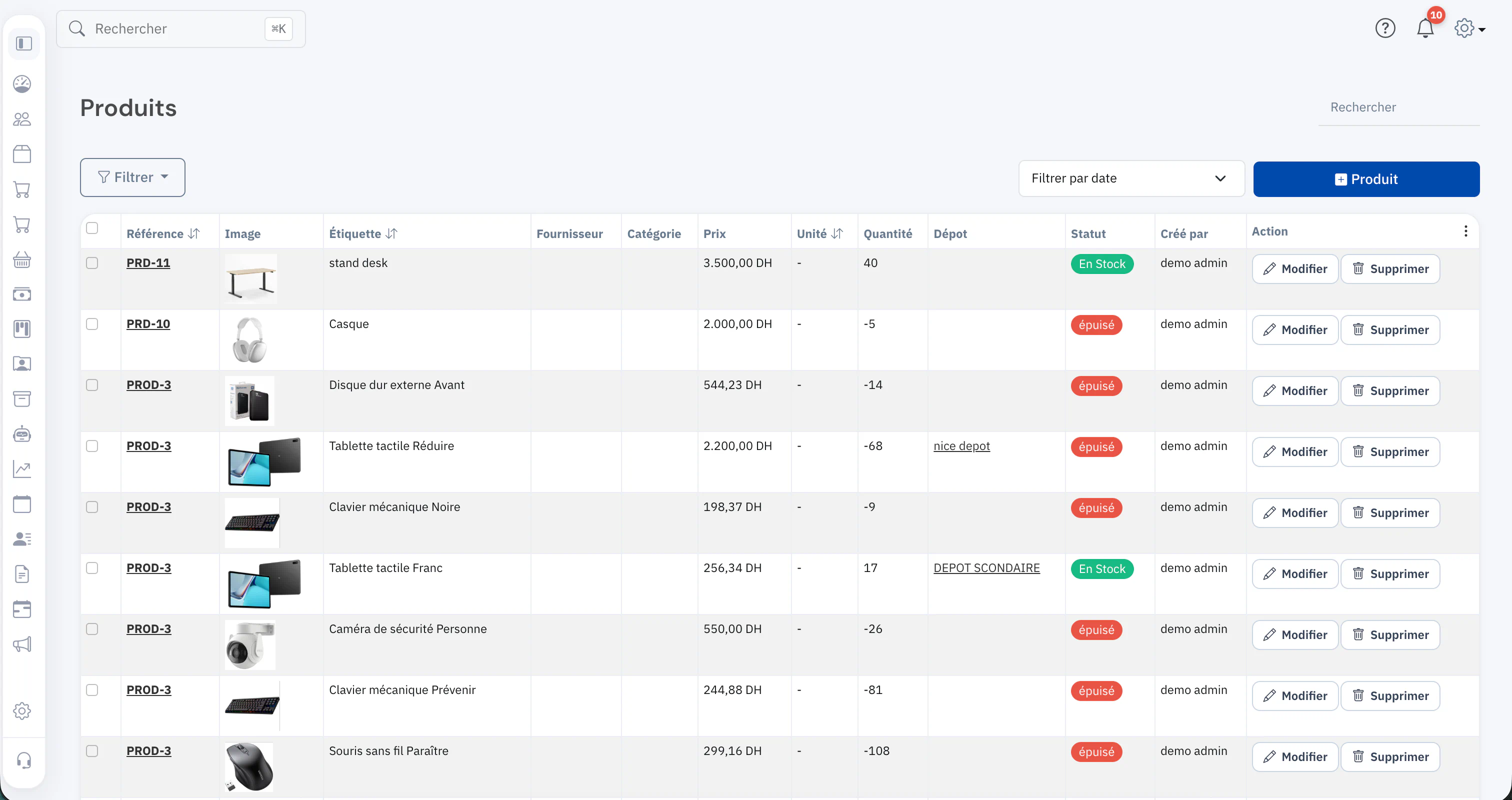 GStocky inventory management with products, quantities and alerts