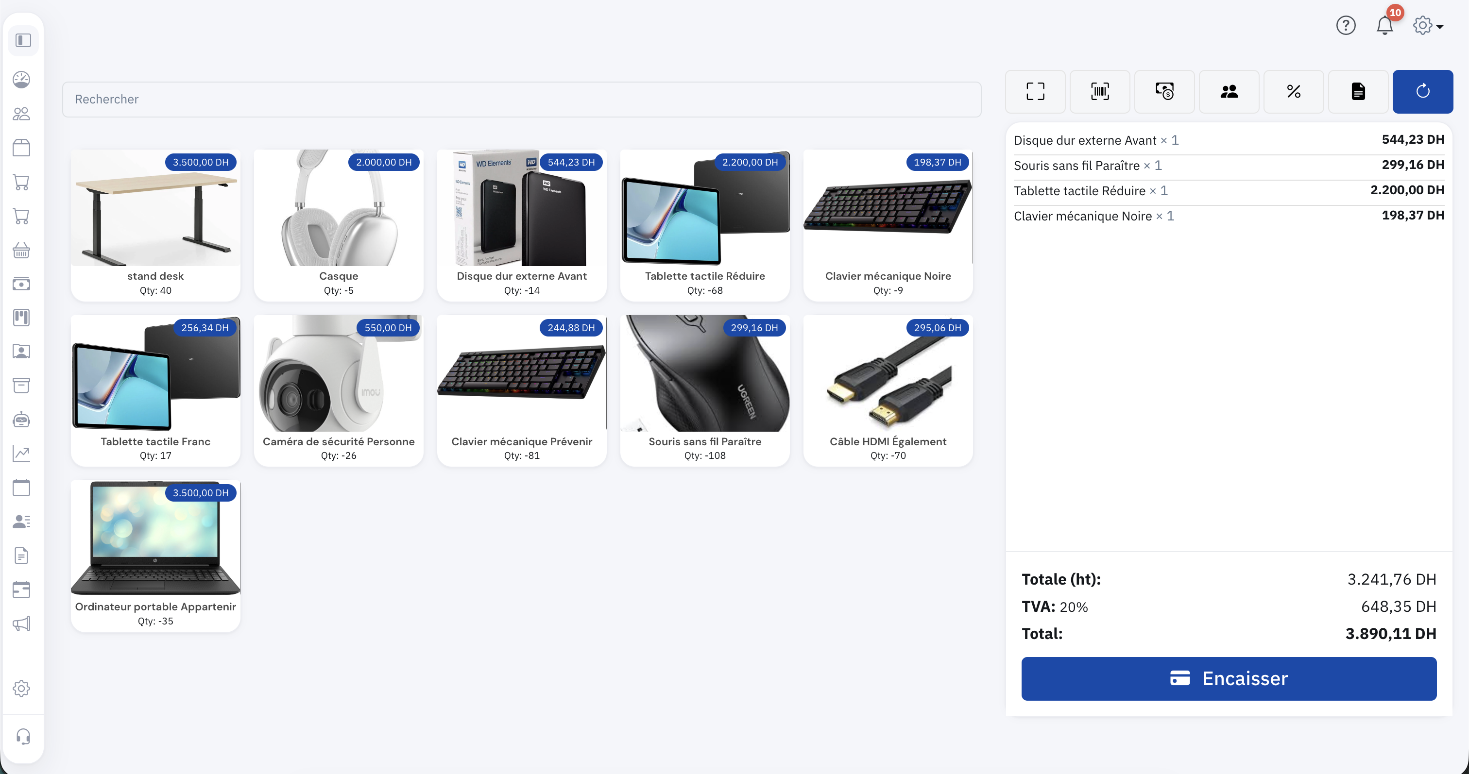 Écran point de vente GStocky